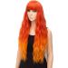 YEESHEDO Long Wavy Curly Wig for Women - 28 Inches Ombre Orange Synthetic Hair with Fringe for Party and Cosplay - Buy Online on GoSupps.com