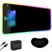 ToLuLu Wireless Charging RGB Gaming Mouse Pad, 15W LED Mouse Mat with 30W Charger, 14 Light Modes Large Mousepad Wrist Support, Non-Slip Rubber Base Desk Mat Computer PC Keyboard Pad XXL, Cool Black
