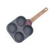 WIPPWER Saucepan 4 Holes Egg Frying Pan Multifunction Hamburger Steak Pan Wooden Handle Cooking Pan Cooking Utensils Wok