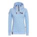 Bigfanshu Womens Hooded Sweatshirts Flocking Thicken Print Jackets Tracksuits Zipper Female Sportswear Light Blue