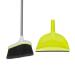 Casabella Basics 2-Piece Angled Broom and Dustpan Cleaning Set, Silver/Green