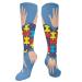 Autism awareness Heart compression socks for women & men circulation 15-20 mmHg is best support for athletic running cycling white one size (10463)