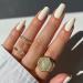 JUSTOTRY 24 Pcs White Fake Nails Long Beige French Press on Nails Patterns Pretty Medium Ballerina Stick on Nails for Women Acrylic Coffin Crystal False Nails with Glue for Nail Art beige & Ballerina1