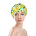 Sky Blue Lemon Shower Caps for Women - Reusable Waterproof Hair Cap with Double Protection Layers - Buy Online on GoSupps.com