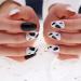 MISUD 24Pcs Medium Coffin False Nails - Fashion Ballerina Black White Cow Press on Nails for Women - Glossy Acrylic Nails - Buy Online on GoSupps.com