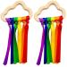 Tianbi 2 x rainbow wood band ring toys baby bite ring for born sensory toy wooden band made of wood district bite ring toys shower geschen Ribbon Teethers 01