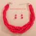 Shop Wiwpar Simulated Pearl Cluster Necklace Set | Multi Strand Twisted Pearl Jewelry - Pink Statement Bib Collar - Buy Online on GoSupps.com
