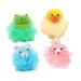 FRCOLOR 4pcs Bath Flower Sponges for Bathing Bath Sponge Loofah Sponge Shower Puff Shower Loofah Kids Loofah Bathing Loofah Bath Pouf Childrens Toys Bathing Ball Animal Baby Washing Ball