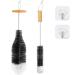 2 pieces of cleaning bottle brush with 2 hooks baby bottle brush water bottle brush with soft bristles scratch -resistant suitable for lemonade bottles glass bottles children's bottles (black) black and white