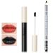 2 Pcs Black Lipstick and Lip Liner Set Matte Liquid Lipstick Black Lip Liner Waterproof Lip Stain Long Lasting Lightweight Lip Gloss Lip Makeup Set for Halloween Gothic Costume Makeup