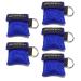 5Pcs CPR Mask Rescue Face Shields with One-Way Valve Breathing Barrier and Keychain Ring for First Aid or AED Training (Blue)