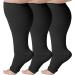 (3 Pack) 7XL Big and Tall Compression Socks 20-30 mmHg Extra Large Wide Calf - Plus Size Compression Support Hose Men & Women Bariatric Fatigue Pain Leg Swelling by Absolute Support - Black, 7X-Large 7X-Large Black