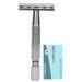 Double Edge Razor with Long Stainless Steel Handle - Nostalgic Shaver for Salon & Home Use | International Shipping Available - Buy Online on GoSupps.com