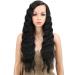 Joedir A side dark wig with long wavelengths for women synthetically manufactured wigs for daily use Black