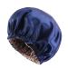 Satin Bonnet  Silk Hair Bonnet for Sleeping  Double Layer Satin Cap with Invisible Adjustment Buckle for Women's Natural Hair(Navy Blue)
