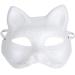ABOOFAN Cat Mask Therian Mask White Cat Mask Unpainted Blank DIY Halloween Mask Animal Half Face Mask For Masquerade White 1