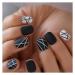 Zhi Zhi Short Round Black and White Lines Fake Nails - Professional Nail Art for Stylish Office Ladies (Color L5745) - Buy Online on GoSupps.com