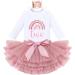 FYMNSI Boho Rainbow 1st Birthday Outfit Baby Girl Cake Smash Photo Romper Tutu 3pcs Set 2 Years Dusty Pink Crown - Buy Online on GoSupps.com