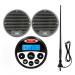 GUZARE Marine Stereo Waterproof Radio Boats Stereo Speaker Package Bluetooth MP3 USB AM FM AUX in Marine Radio with 3 Inch x 2 Black Speakers and Black Antenna 304-061B-056B