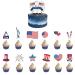 GULELAYAR 4th of July Cupcake Toppers 50 Pieces American Flag US Toothpick Flags Patriotic Cupcake Toppers Cake Toppers Picks Independence Day Dessert Cake Decorations Holiday Party Supplies Fourth of July