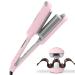 Waver Curling Iron Hair Crimper - TYMO ROVY Beach Waves Curling Wand Ionic Deep Waver Hair Curler Tool with Ceramic 3 Barrel for Women Dual Voltage Anti-Scald Easy to Use 1.25 Inch Pink 1.25 Inch Pink