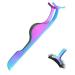 Sibba eyelash tweezer Applicator 1 piece of stainless steel curved pointed fish tail wrong eyelashes clip extension separation curly wraps Applicator and distance tongs rainbow colors 1 PC rainbow color