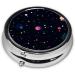 Colored Dots Portable Metal Pill Box - Round Mini 3-Compartment Travel Essential with Hinged Fastening Ideal for Small Pills - Black - Buy Online on GoSupps.com