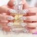 Hujl Artificial nails 24PCs / Box 3D Bride Wedding Fake Artificial Fake Nail Sing Nail Fingers Sticker Flower White Perle Nail Art Beauty Tool