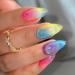 Rainbow Press on Nails Almond Colorful Fake Nails LPOODDNU Medium Press on Nails Almond Shape False Nail Tips with Designs Cute Glue on Nails Acrylic Press on Nails Finger Decorations for Women design8