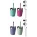 Klickpick Home Kids Cups Set - 8.5 Ounce Children Tumbler with straws And Lids Stackable Stainless Steel Toddler Baby Straw Cup Powder Coated Insulated Tumblers (Pink Teal Purple Green)