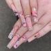 Halloween Nails Press on Nails Long Coffin Nails with Designs Ghost Fake Nails Halloween Cute Ghost Pumpkin Spider Web Full Cover False Fake Nails with Glue Stick on Nails for Women and Girls 24Pcs