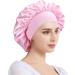 AliLeader 2Pcs Silk Hair Bonnet for Sleeping - Black+Pink Satin Cap for Curly Hair - Elastic Band Soft Hair Wrap for Women - Buy Online on GoSupps.com