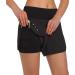 Ksmien Women's 2 in 1 Running Shorts - Lightweight Athletic Workout Gym Yoga Shorts Liner with Phone Pockets Black Medium