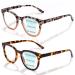 LianSan 2 Packs Progressive Multifocus Reading Glasses for Women - Ladies Near and Far Blue Light Blocking Computer Readers(Tortoise for 3ft 1.50x) Tortoise 1.5 x