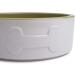 Petface Ceramic Dog Bowl 15cm Cream/Green - Durable Bone Shape Bowl for Dogs - Buy Online on GoSupps.com