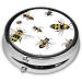 Funny Bees Round Pill Box - 3 Compartment Mini Travel Organizer for Medicine Vitamins & Tablets - Buy Online on GoSupps.com