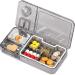 Pill Organizer with Cutter Crusher:Travel Medicine Pill Organizer for Pocket Purse to Hold Vitamins Medication Supplements Grey