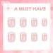 French Style Short Stick on Nails - 24pcs Square Press On Nails with Glue | Elegant Ballet Fake Nails for Women - Buy Online on GoSupps.com