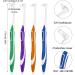 4pcs Tuft Toothbrush Single Tufted Slim Interspace Teeth Brushes End-tuft Tapered Compact Soft Dental Brushes for Detail Cleaning (Green + Blue + Yellow + Purple)