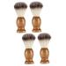 Angoily 4 pieces of shaving brush scrubber made of stainless steel suits for men goatee beard template for men beard hair shaving accessories hairdressing hairdressing soft fur shave wooden handle man nylon wool