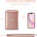 LED Foldable Travel Makeup Mirror - 5x7 inches, 3 Color Light Modes, USB Rechargeable - Rose Gold - Buy Online on GoSupps.com