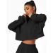 HerGymClothing Women's Patchwork Cropped Sweatshirt - Black Medium | Half Zip Stand Collar Athletic Jacket for Workout - Buy Online on GoSupps.com