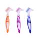 3 pieces of portable denture brush set moderately denture toothbrush cleaning brush with multi -layered bristles & ergonomic rubber reef for false teeth cleaning 3 colors
