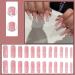JUSTOTRY 24 Pcs Pink French Press on False Nails with Pearls - Medium Acrylic Coffin Fake Nails for Women | Ballerina Stick on Nails with Patterns and Glue for Nail Art - Buy Online on GoSupps.com