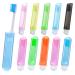 Fengek 10 Pieces Travel Toothbrush Kit Mini Folding Toothbrushes with Case Portable Camping Toothbrush for Adults Travel Hiking Business Trip 2 Styles 9 Colors