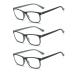 MMOWW 3-pack reading glasses for men and women anti-blue computer glasses with spring hinges (gray 2.0 gray 2.0 x