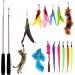 Bojafa Cat Toys for Indoor Cats Adult: Interactive Kitten Feather Wand Toys 15 Pcs Cat Teaser Toys
