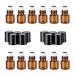12 pieces mini amber glass roller bottles with black cap and steel roller balls Cosmetic storage container jar pots for essential oil perfume aromatherapy sample (2ml)