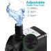 Lveal Water Pump 300GPH (1200L/H 21W) Submersible Pump 48 Hours Dry Burning Fountain Submersible Water Pump for Aquarium Fish Tank Pond Statuary Hydroponics with 5.9ft Power Cord 3 Nozzle (300GPH) - Buy Online on GoSupps.com