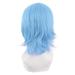 MapofBeauty 14 Short Azure Blue Cosplay Anime Wig with Bangs & Wolf Tail - High-Quality Synthetic Hair for Parties - Buy Online on GoSupps.com